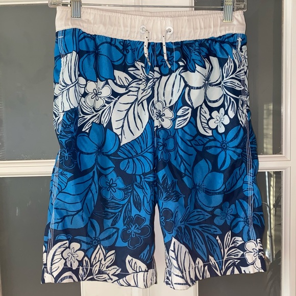 EUC Boys Size XXL Regular, GAP Kids Blue and White Floral Swim Trunks - Picture 2 of 10